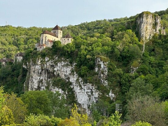 View of the village of Saint-Cirq-Lapopie from the Lot valley
