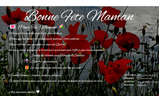 Carte cadeau - Séjour - Idée cadeau Fêtes des Mères