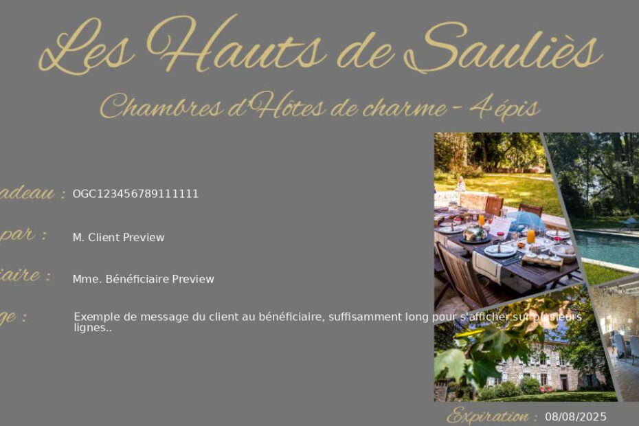 Carte cadeau - Séjour - Idée cadeau